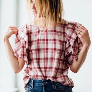 THE GREAT. Brick Plaid Shirt Size 0